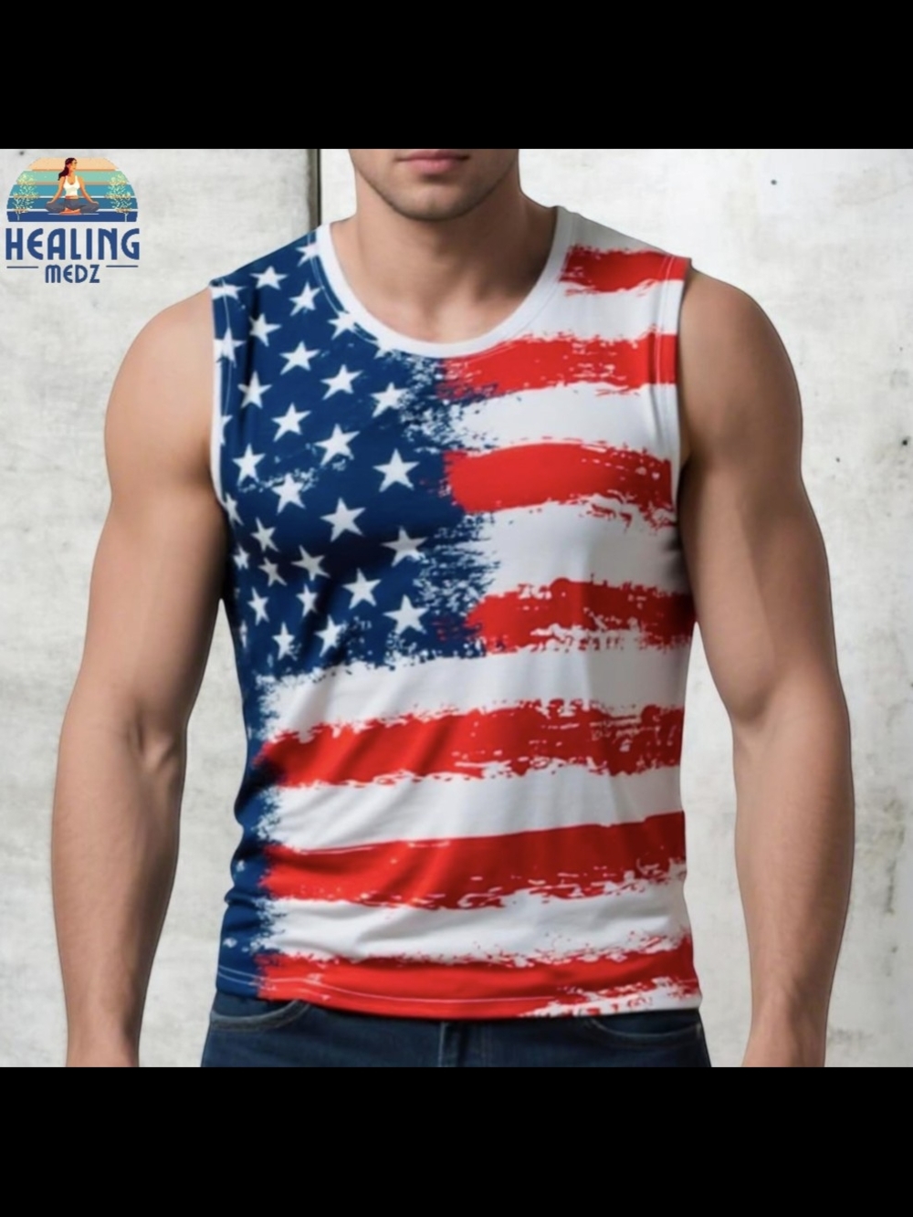 Mens American Flag Tank Tops Patriotic Gym Muscle Sleeveless Shirt